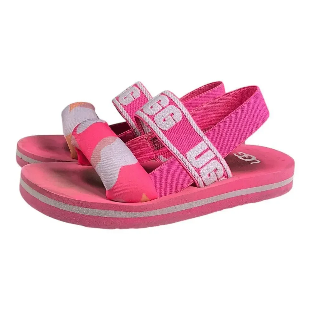 UGG Kids Zuma Sling Sandals Size 13K Pink Camo Pop Excellent Condition Summer